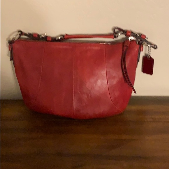 Red leather Coach purse - Picture 3 of 13